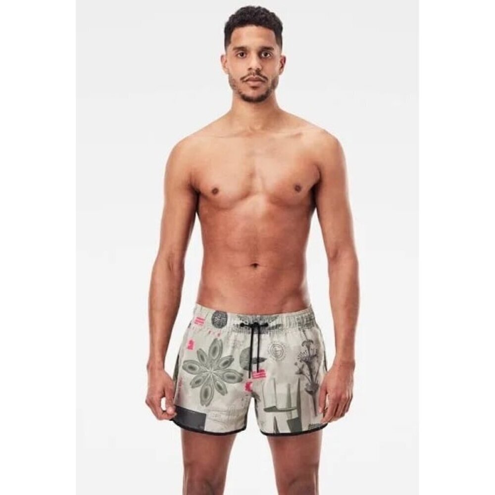 G-Star Raw Carnic All Over Print Swimming Shorts Men’s Size Large Elastic Waist